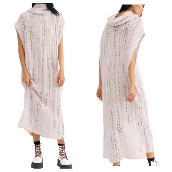 Free People Women's NWT Knit Cowl Pirouette Tunic in Sugar Cloud Combo Size M/L - Picture 2 of 8